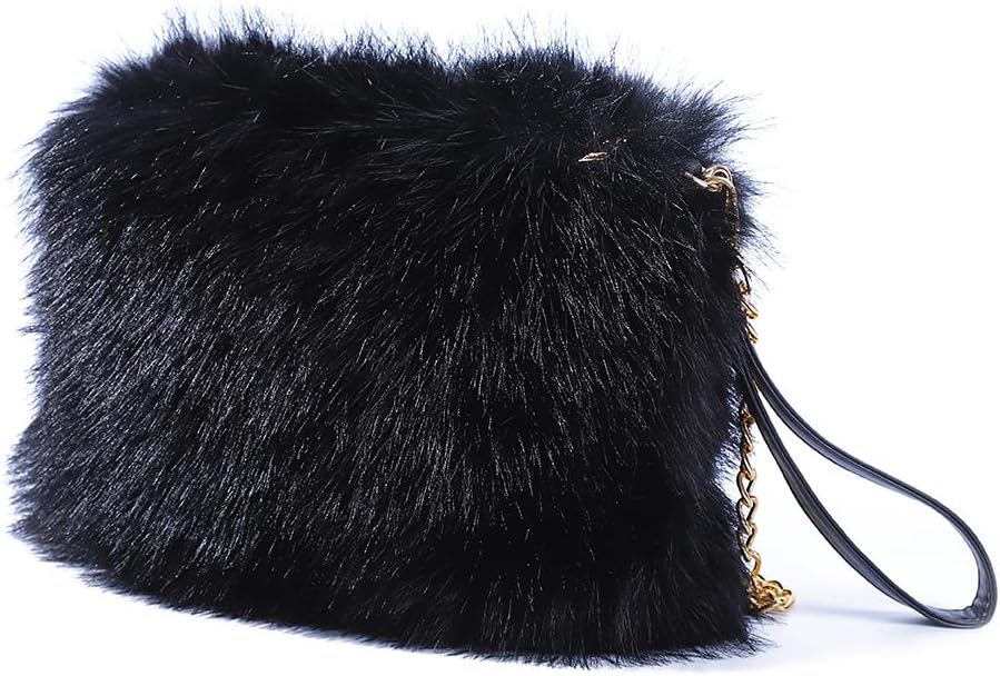 ZOSCGJMY Evening Faux Fur Handbags for Women Furry Fluffy Fuzzy Bags Purse Crossbody Shoulder Strap - Image 4