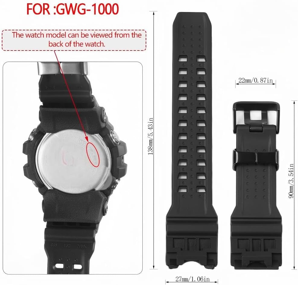 Resin Strap Compatible with Casio 10504378 GWG-1000 GWG1000 Mudmaster Men's Replacement Band GWG-1000-1A3 Watch Accessories