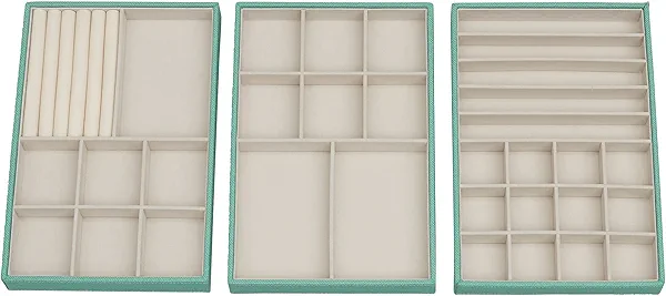 Household Essentials Teal Stacking Jewelry Organizer Stacking Boxes with Removable Lid