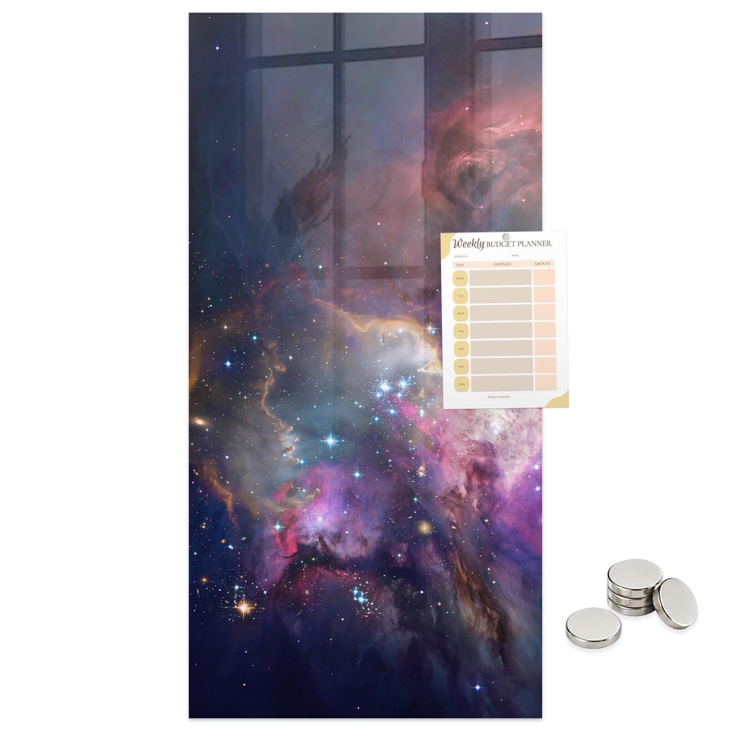 Pizarra universal Galaxia de cristal templado con placa de acero resistente 8