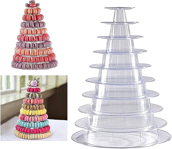 10 Tiers Round Macaron Tower Stand Macaroon Tower Cake Display Rack Party Wedding Display Shelf Cake for Dessert Table
