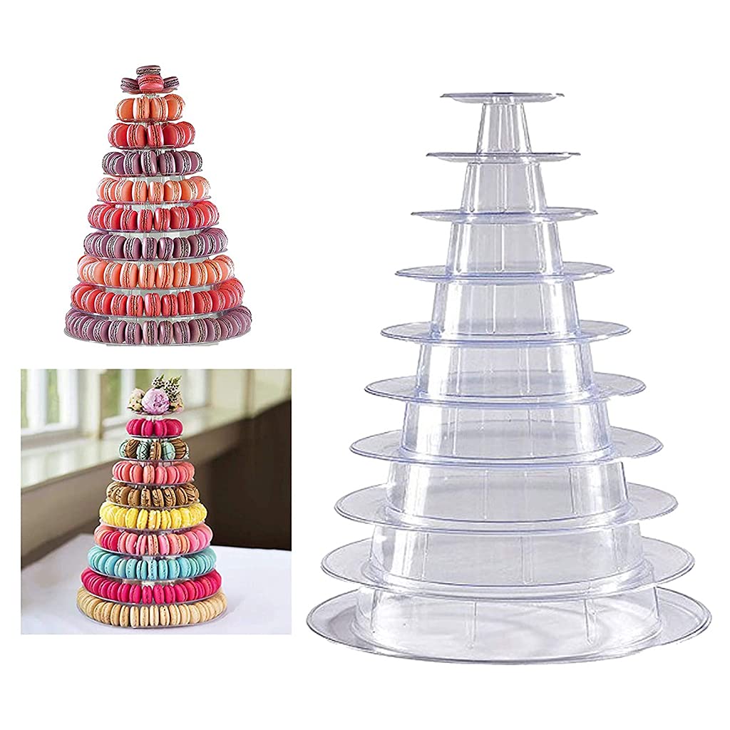 Macaron-Turm-Ständer mit 10 Etagen, rund, Macaron-Turm, Kuchen-Präsentationsregal, Party, Hochzeit, Display-Regal, Cupcake-Teller