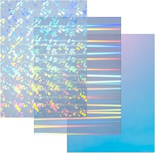 Iridescent Holographic Acrylic Sheets Sparkle Aurora Plexiglass Sheets PMMA Cast Acrylic Sheets for Laser Cutting Crafting DIY Home/Festival Decore(3, Dazzling Blue+Cullet +Aurora, 8x12 inch)