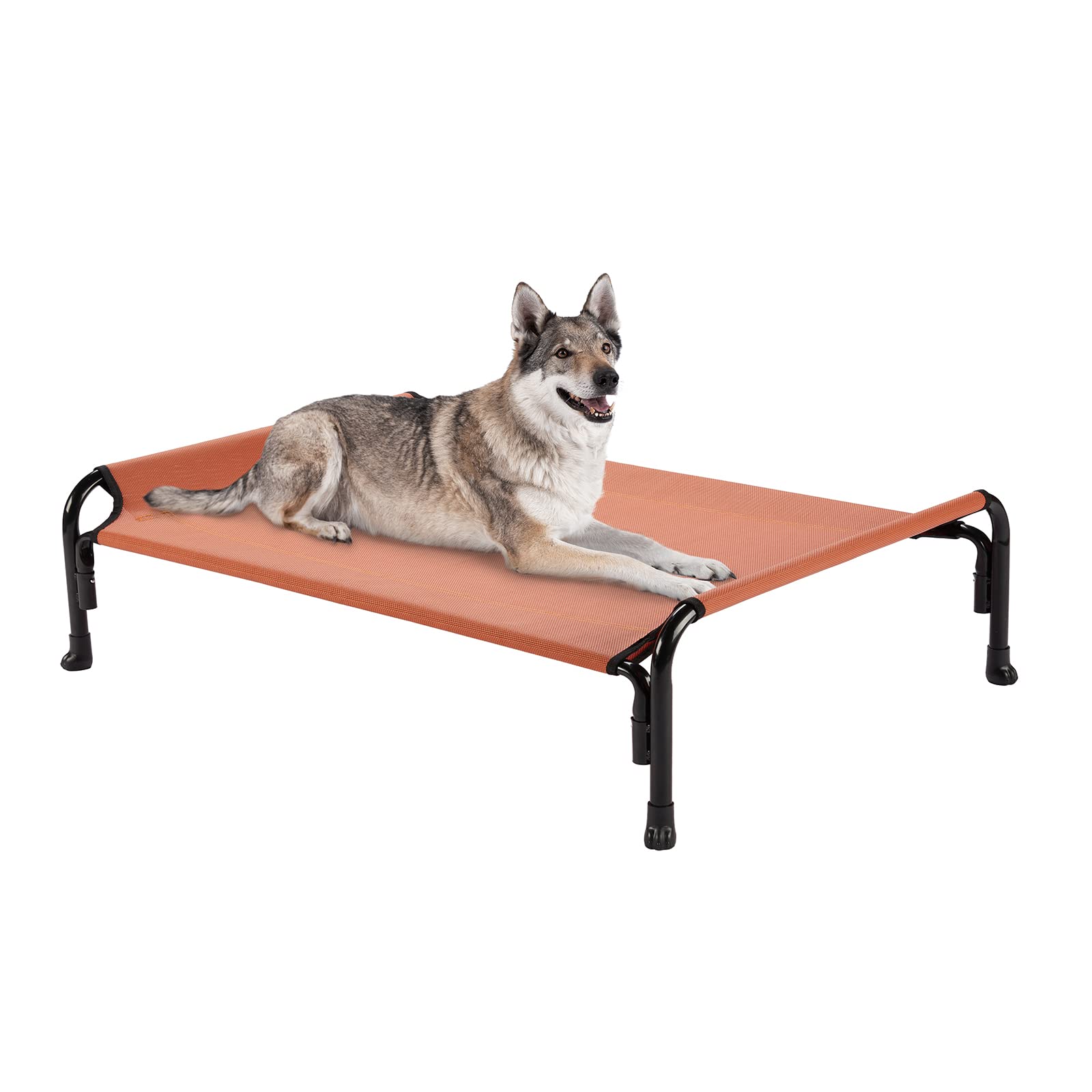 Veehoo Elevated Dog Bed, Outdoor Raised Dog Cots Bed for Large Dogs, Cooling Camping Elevated Pet Bed with Slope Headrest for Indoor and Outdoor, Washable Breathable, Large, Red, CWC2204