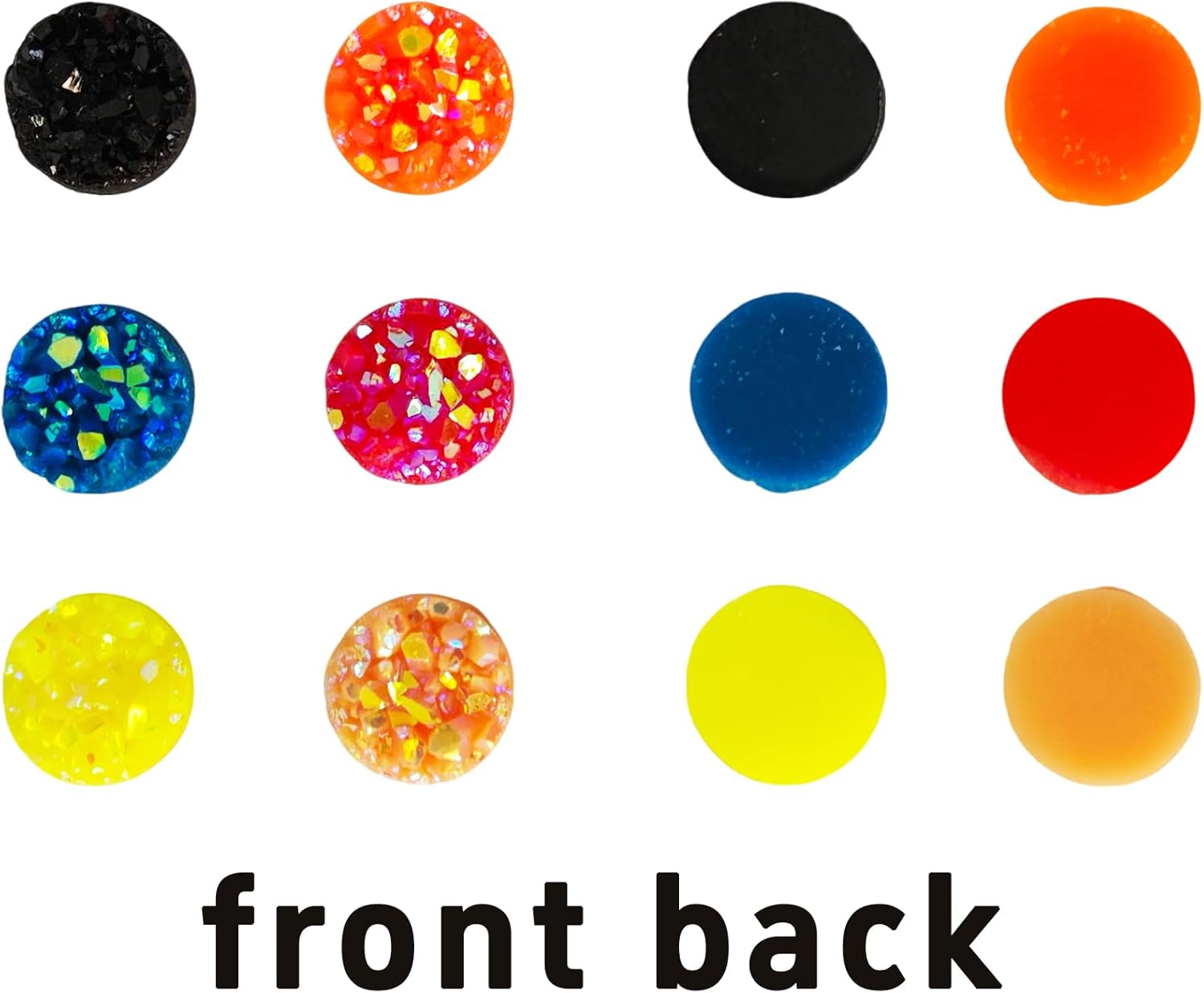 pson 100Pcs 8mm Druzy Cabochons Round Resin Domed Gems, Faux Cabochon Set for DIY Jewelry Making Earrings, Pendants, Bracelet Charms, Craft (Multi-Color) - Image 3