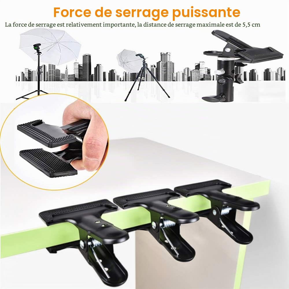 8 PCS Pince à Ressort en Métal Pinces Studio Photo Pince Fond Studio Photo Heavy Duty Pinces à Ressort 10.5 * 7.8 * 6.5cm pour Photo Fond Studio de Photographie Travaux du Bois - Noir