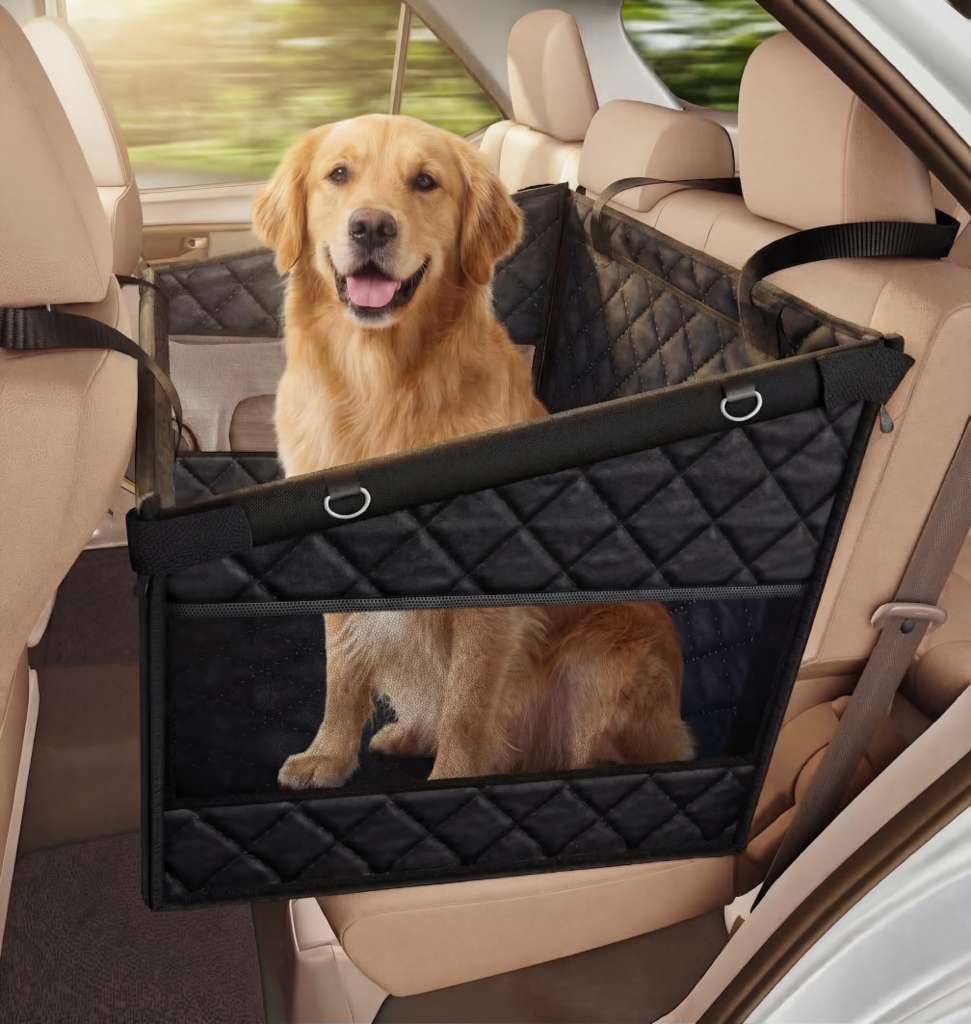 KATZIELA Double Dog CAR SEAT Cover – Heavy-Duty Waterproof Protector for SUVS & Trucks – Spacious Quilted Comfort for Two Dogs OR Large Breeds, Non-Slip & Passenger-Friendly