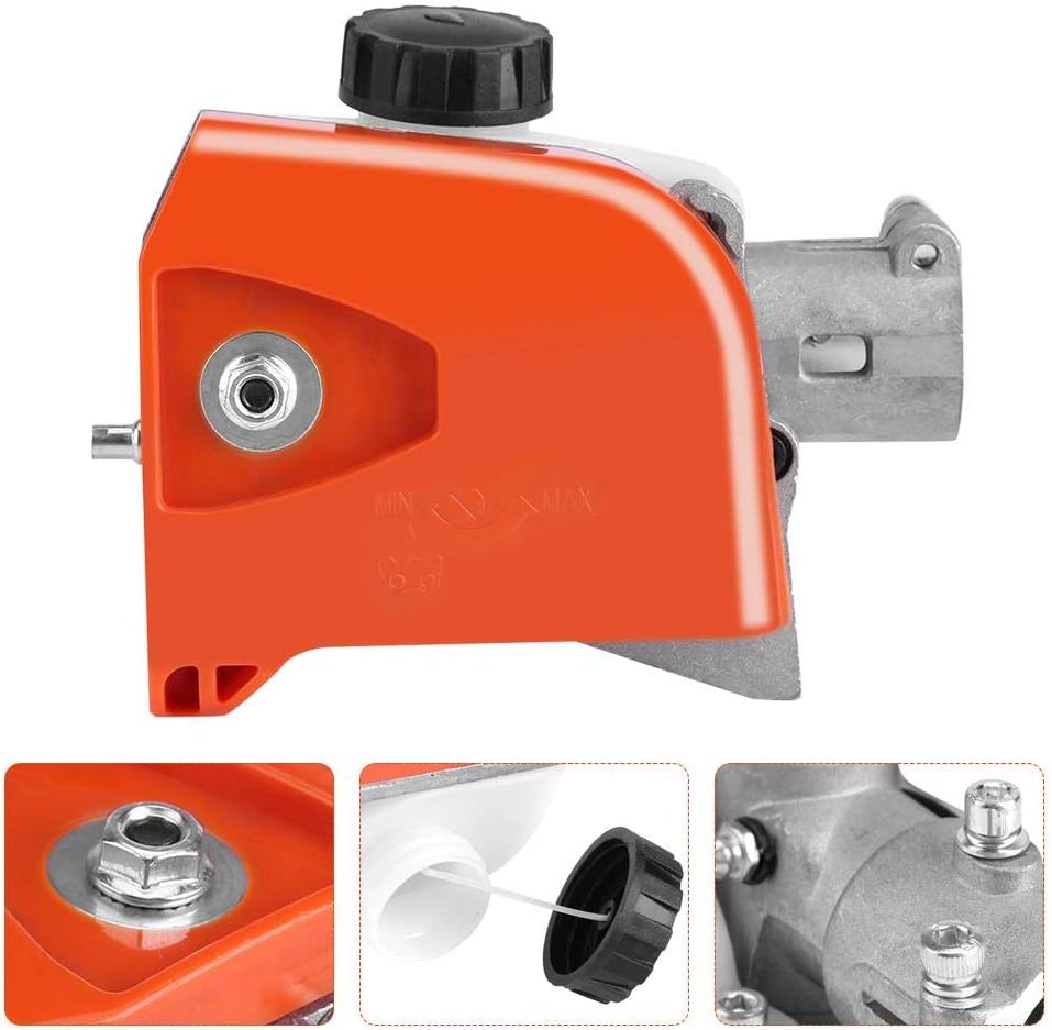 26mm Chainsaw Gearbox Head, Orange Spline Gear Head Pole Saw Tree Cutter Chainsaw Gearbox Gear Head Tool for Lawn Mower Attachment (9 Spline)
