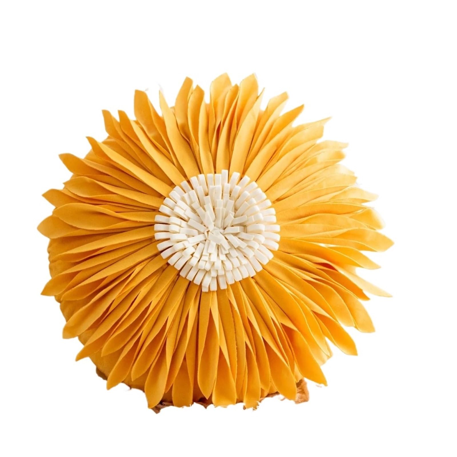 LCKKJHG Velvet 3D Three-dimensional Chrysanthemum Cushion Cover Manual Splice Pillowcase White Round Pillow Covers(Yellow)