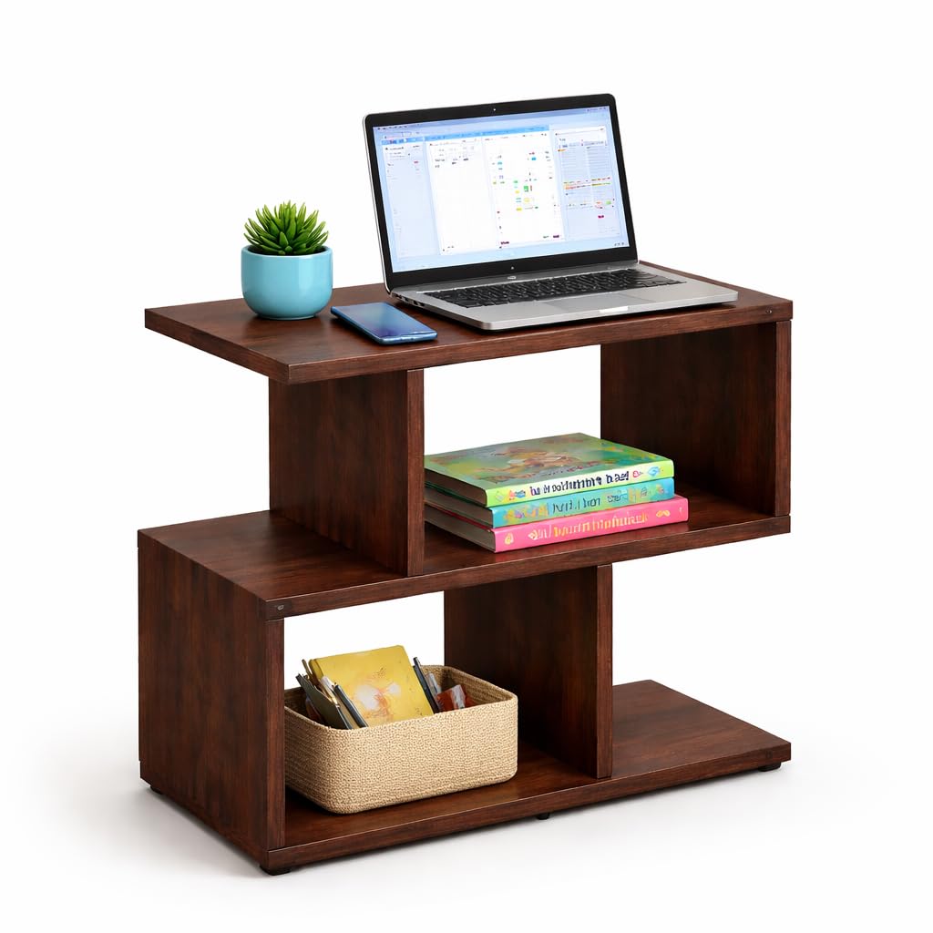 Wooden Bedside Table with 2 Open Shelves and Drawer, Brownbed Side Table Lamps for Bedroom Wooden Table Small Size Table Decoration Items