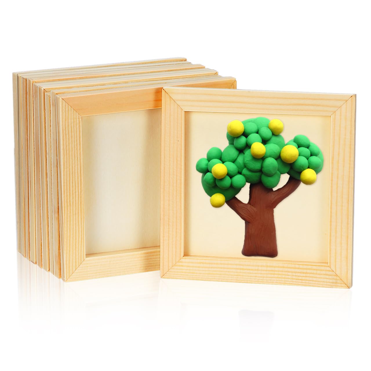 VICASKY 10 Pack Unfinished Wooden Picture Frames 4.72 in Square Wood Frames for Crafts Diy Painting Projects Photo Display School Home Kindergarten