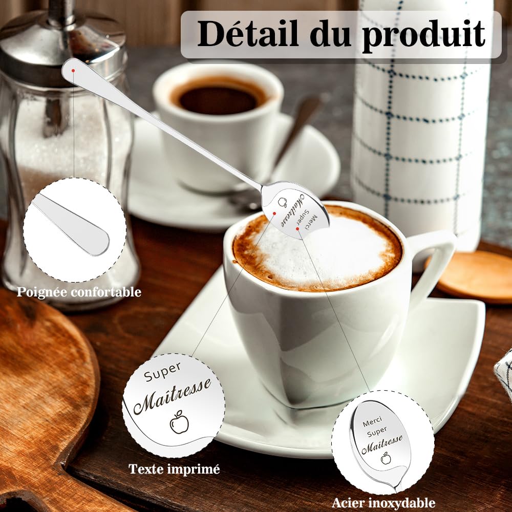Cadeau Maîtresse - Set De 2 Cuillères à Café Gravées "Meilleure Maîtresse" Avec Boîte Cadeau