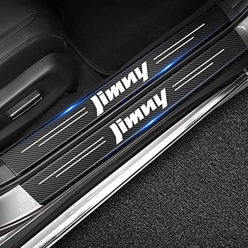 Symilov 4 pièces Autocollants Protection Seuil Porte de Voiture pour Suz-uki Jimny, Accessoires de décoration de Plinthes Auto en Fibre Carbone de...