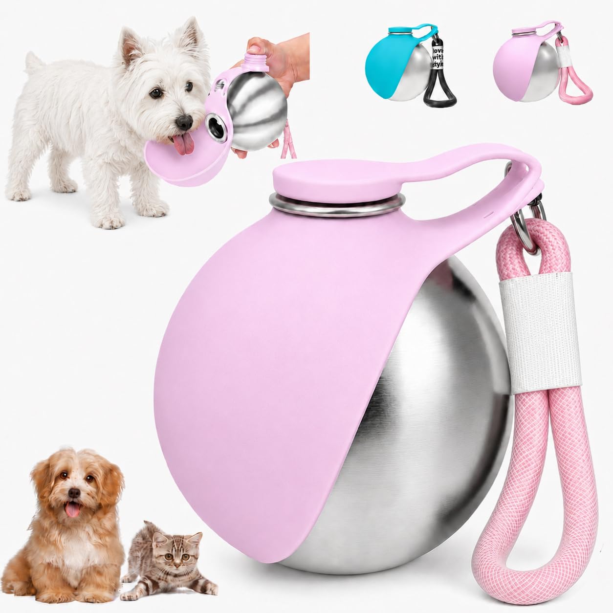 Portable Dog Water Bottle with Bowl for Small Dogs, Puppies, and
