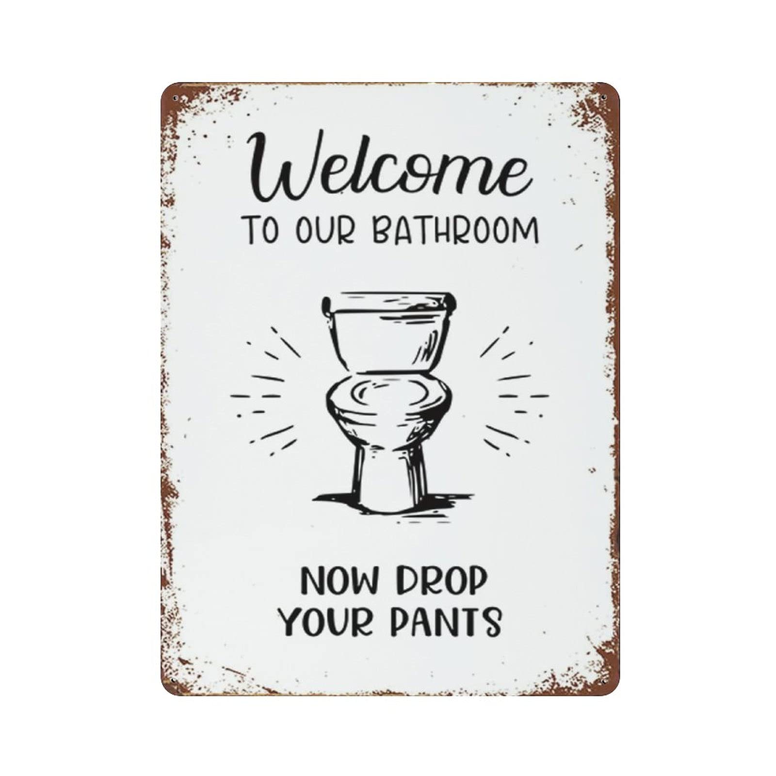 Metal Tin Sign WelcomeTo Our Bathroom Vintage Tin Poster Metal Sign Wall Decoration Country Kitchen Home Garage Decor 16"x12"