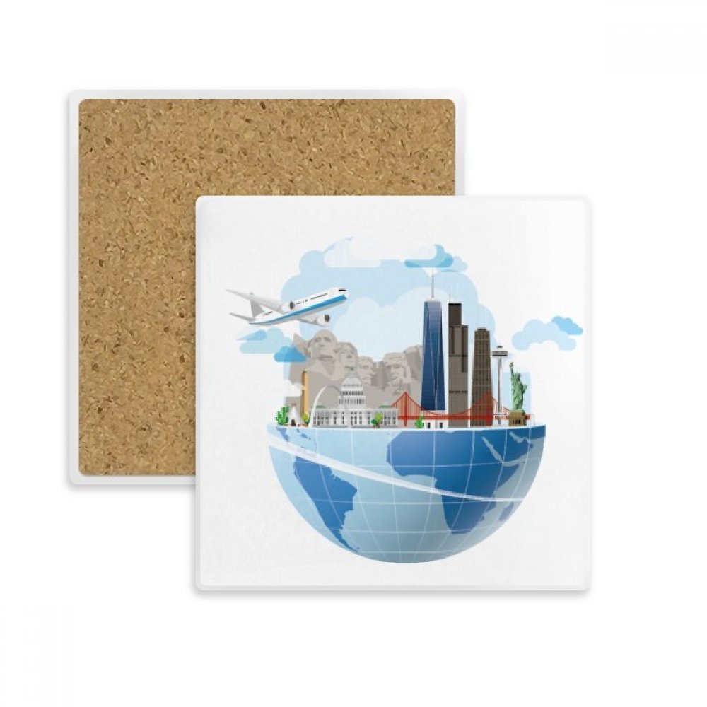 Coaster tasse voyage avion dessous de verre en pierre absorbante multicolor pour boisson