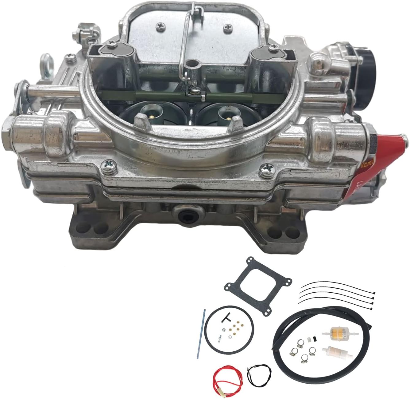 1409 Marine Carburetor Performer 600 CFM 4 Barrel Square Bore with Air Valve Secondary Electric Choke Carburetor Replacement for Marine Engine