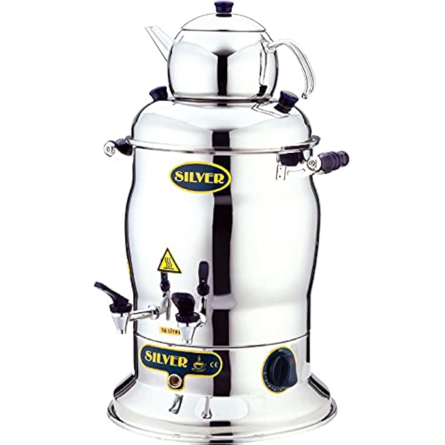Samovar Máquina de té turco eléctrica de acero inoxidable 220v enchufe de la UE (plata, 10 litros)