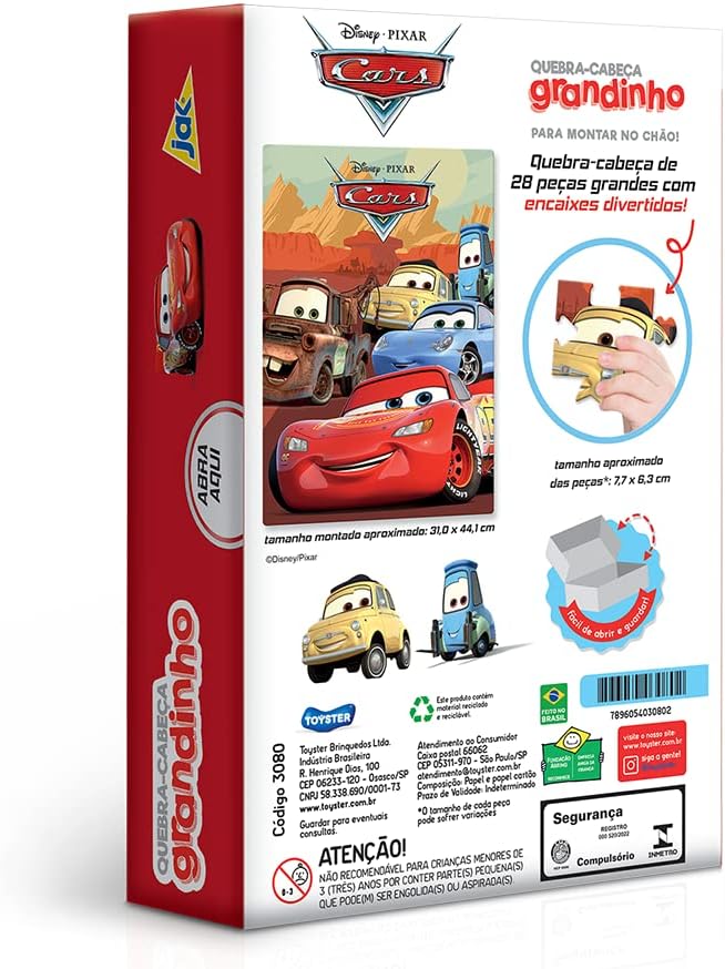 Toyster - Quebra Cabeça: Carros - 28 peças - Disney - JAK
