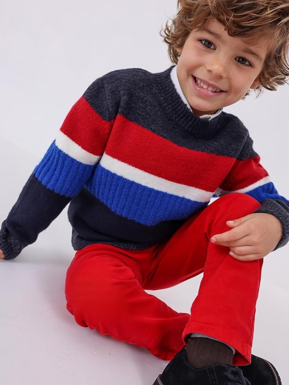Jersey de punto para niño de mezcla de lana, diseño nórdico, manga larga, estilo casual y elegante, ideal para otoño, invierno y primavera