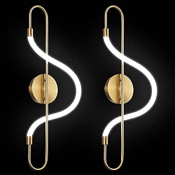 DANSEER Juego De 2 Apliques De Pared Dorados De Estilo Nórdico Moderno
