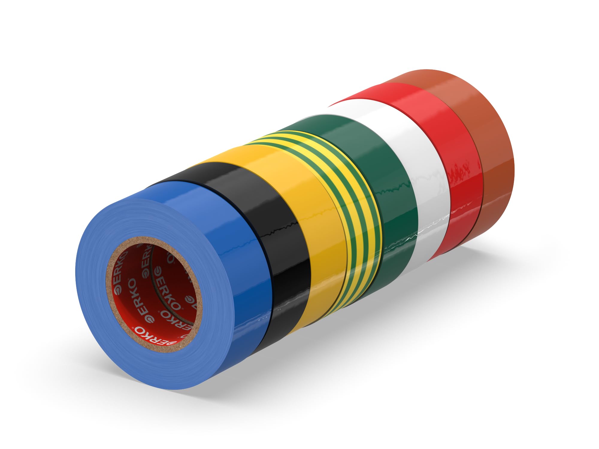 ERKO Electrical Insulation Tape PVC 3/4in x 66ft, 8pk, Multicolor