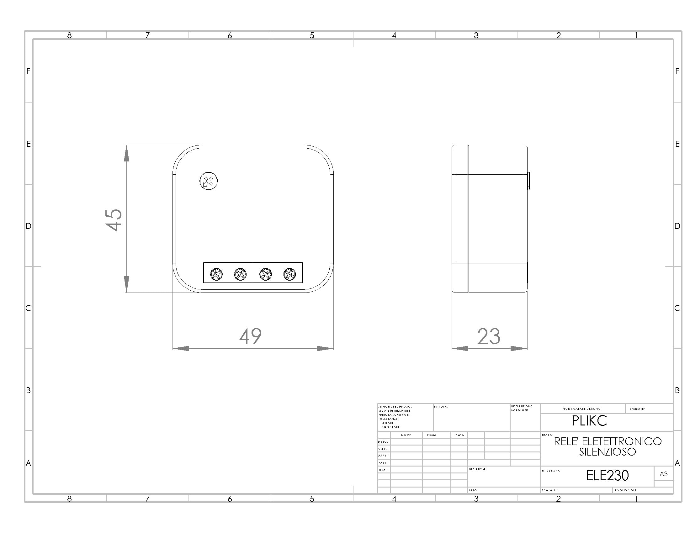 Plikc Relè elettronico silenzioso bistabile 230Vac (Normale - ELE230)
