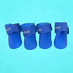 Bota de Silicone AZUL para Cachorro Botinha para Patas Antiderrapante Impermeável Protetor Pet com 4 Unidades (M)