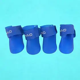 Bota de Silicone AZUL para Cachorro Botinha para Patas Antiderrapante Impermeável Protetor Pet com 4 Unidades (M)