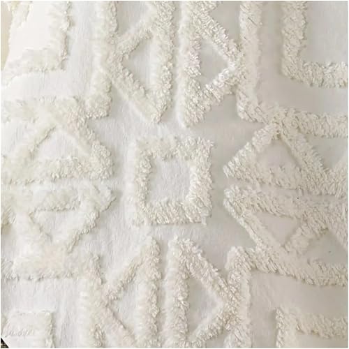 Miniatura 8 de ADovz Juego de funda de edredón de 3 piezas, matrimonialqueen, manualidades blancas con Furball para cama doble, juego de funda de edredón para cama