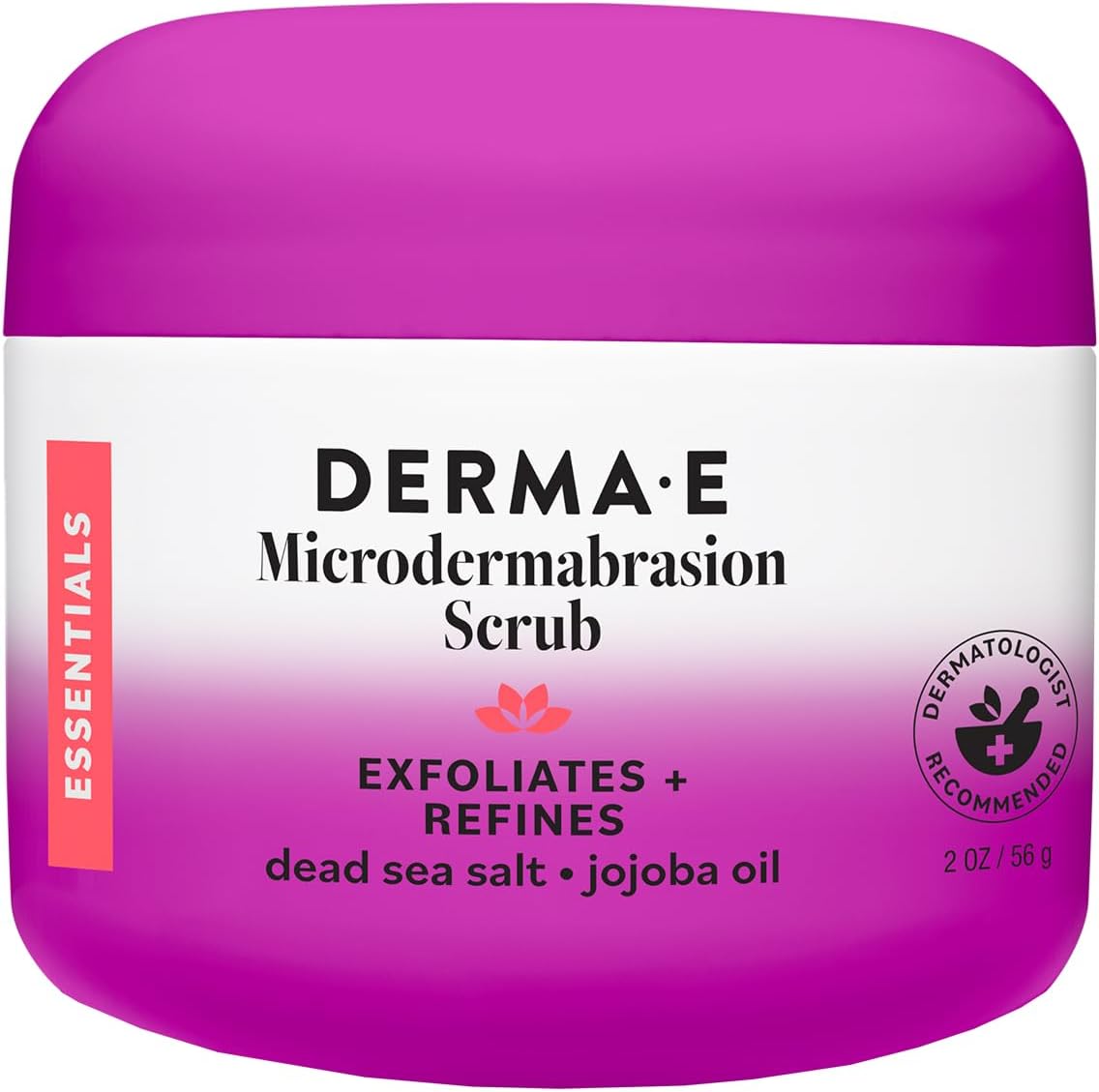 DERMA E Microdermoabrasión exfoliante facial, revitaliza y renueva 2 oz | El exfoliante facial descongestiona y refina los poros, suaviza las cicatrices y las arrugas con sal del Mar Muerto, arcilla de caolín y aceites esenciales.