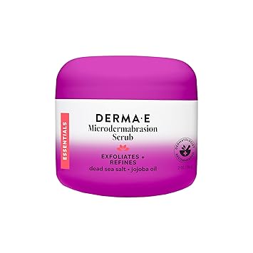 DERMA E Microdermabrasion Scrub with Dead Sea Salt & Citrus Essential Oils Facial Exfoliating Scrub Smooths, Revitalizes and Renews Ideal for Scars and Wrinkles, 2oz