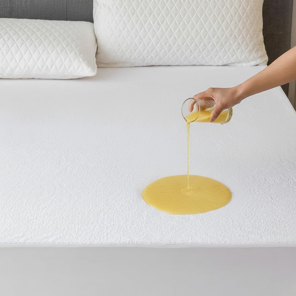 LOOMERIG 100% Waterproof Mattress Protector Terry Towel Surface - Stretchable Upto 30cm Single Mattress Protector Treated with Aloe Vera – (White - 90X190cm)