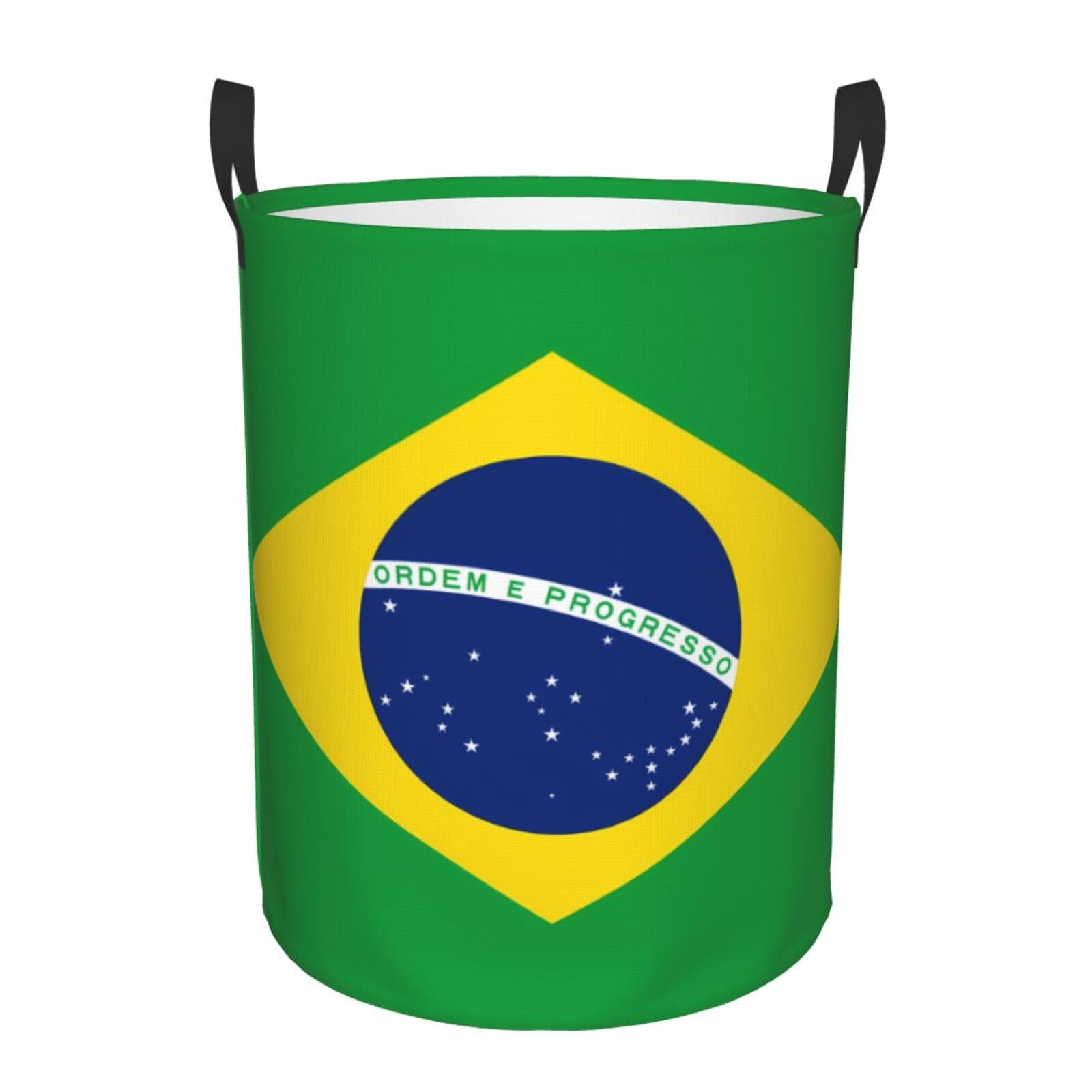 M Circular Hamper Brazilian flag Print for Dirty Clothes