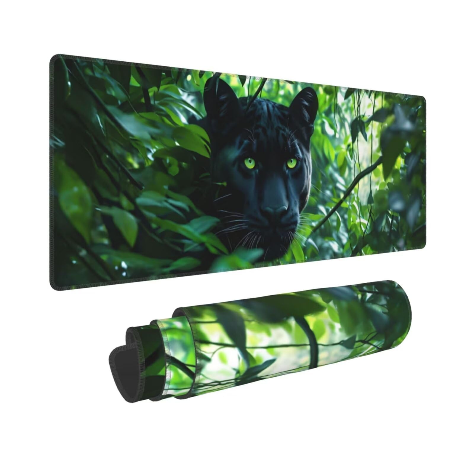 Tappetino Mouse, Tappetino Mouse Gaming Grande XXL 1500x800x3mm Tappetino Scrivania Mouse Pad, Base in Gomma Antiscivolo, Bordi Cuciti,Lavabile, Mousepad per Ufficio e Gaming (pantera) R-246