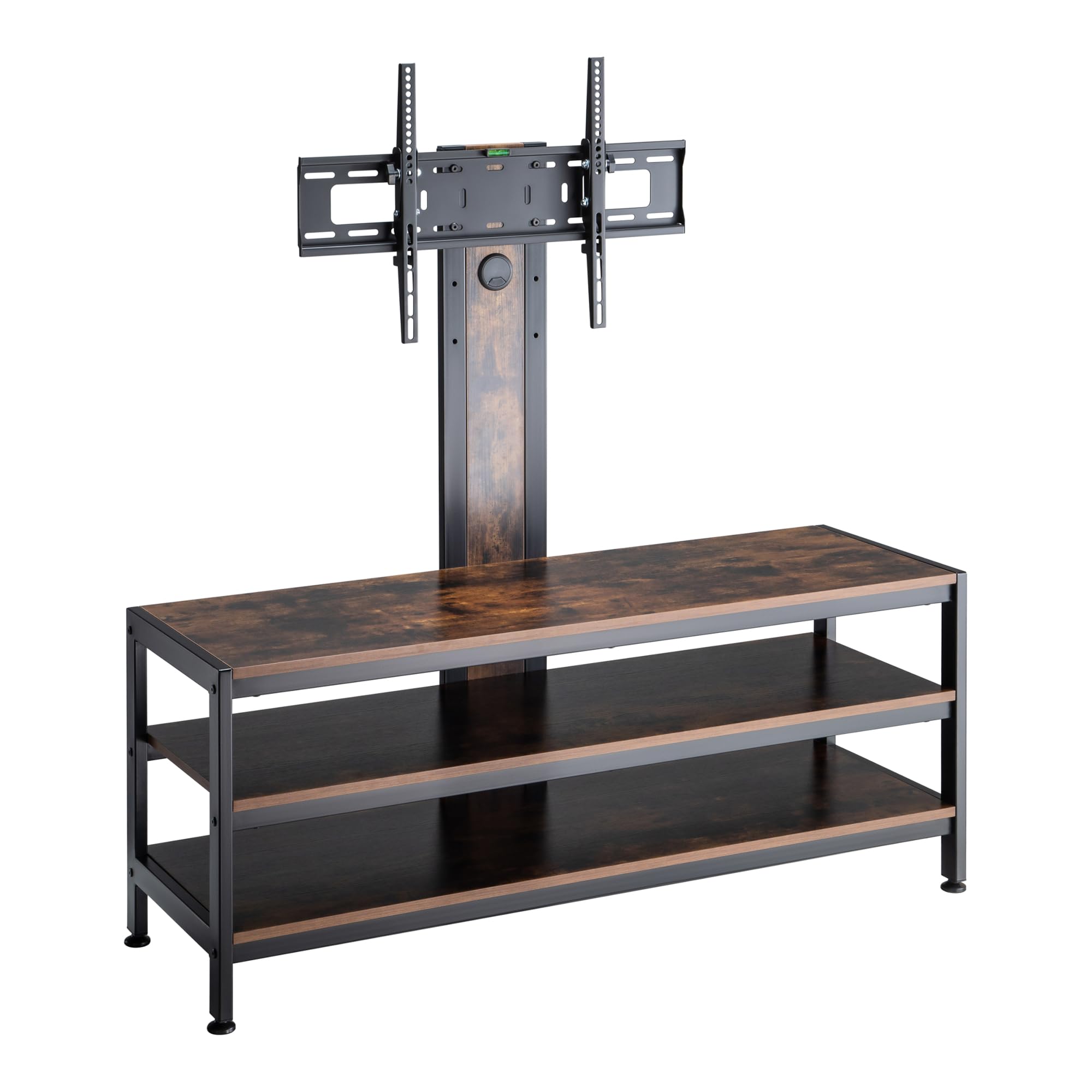 pro.tec TV Ständer Stockholm mit Fernsehtisch TV Halterung bis zu 70 Zoll Fernseher Halterung höhenverstellbar neigbar max. VESA 600 x 400 mm bis 40 kg Schwarz/Eicheoptik rustikal