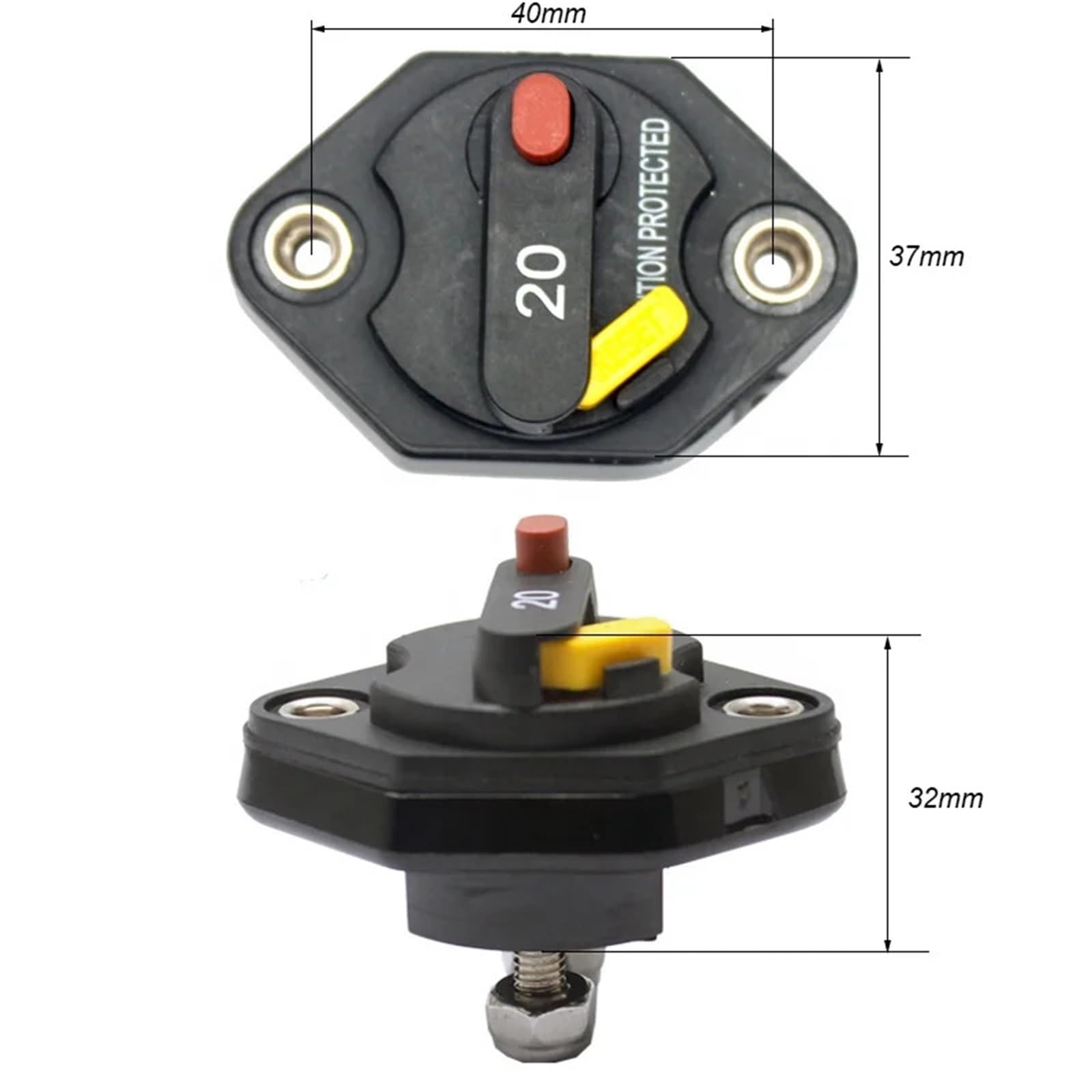 12V-32V DC 10A 15A 20A 30A 40A 50A IP67 Wasserdichter Leistungsschalter Schlag Reset Sicherungsschalter Wechselrichter for Car Audio(50A)