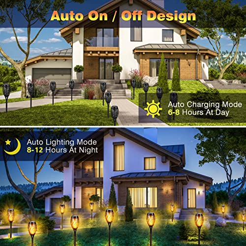 Futuriol Solar Outdoor Lights, 4Pack 12Led Solar Tiki Torches With Flickering Flame For Garden Decor, Mini Ip65 Waterproof Solar Powered Landscape Flame Lights For Yard Pathway Patio, Yellow #TOP1