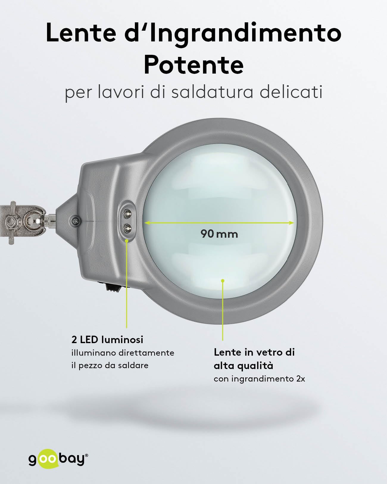 Fixpoint 51226 Sostegno Per Saldatura con Lente E Supporto in ghisa
