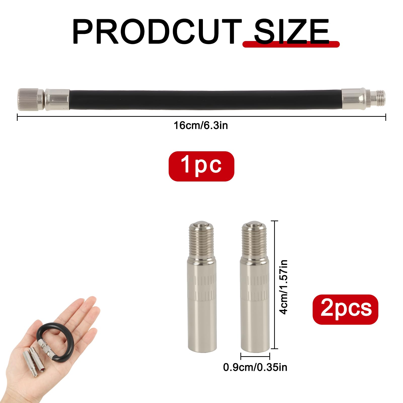 3 Pezzi Gonfiatore di Estensione, Pneumatici Valvola di Estensione, con 2 Prolunghe 39mm e Tubo Gonfiaggio 160mm Adattatore Valvola per Scooter Xiaomi M365 Pro 2 1S Max G30 Auto Moto Bici Gommoni