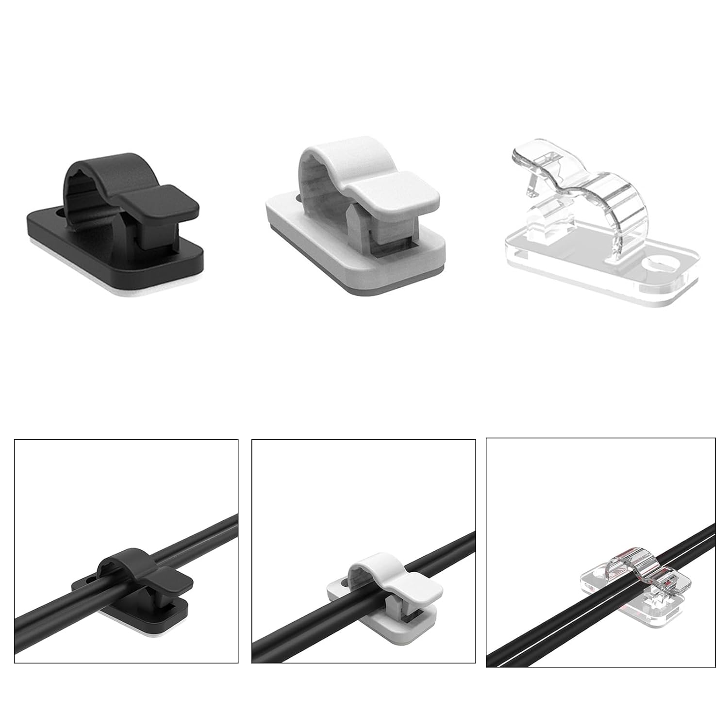 Pack of 20 cable clips are glued on design for easy handling wire management for home or work with 8mm wide cable slot diameter