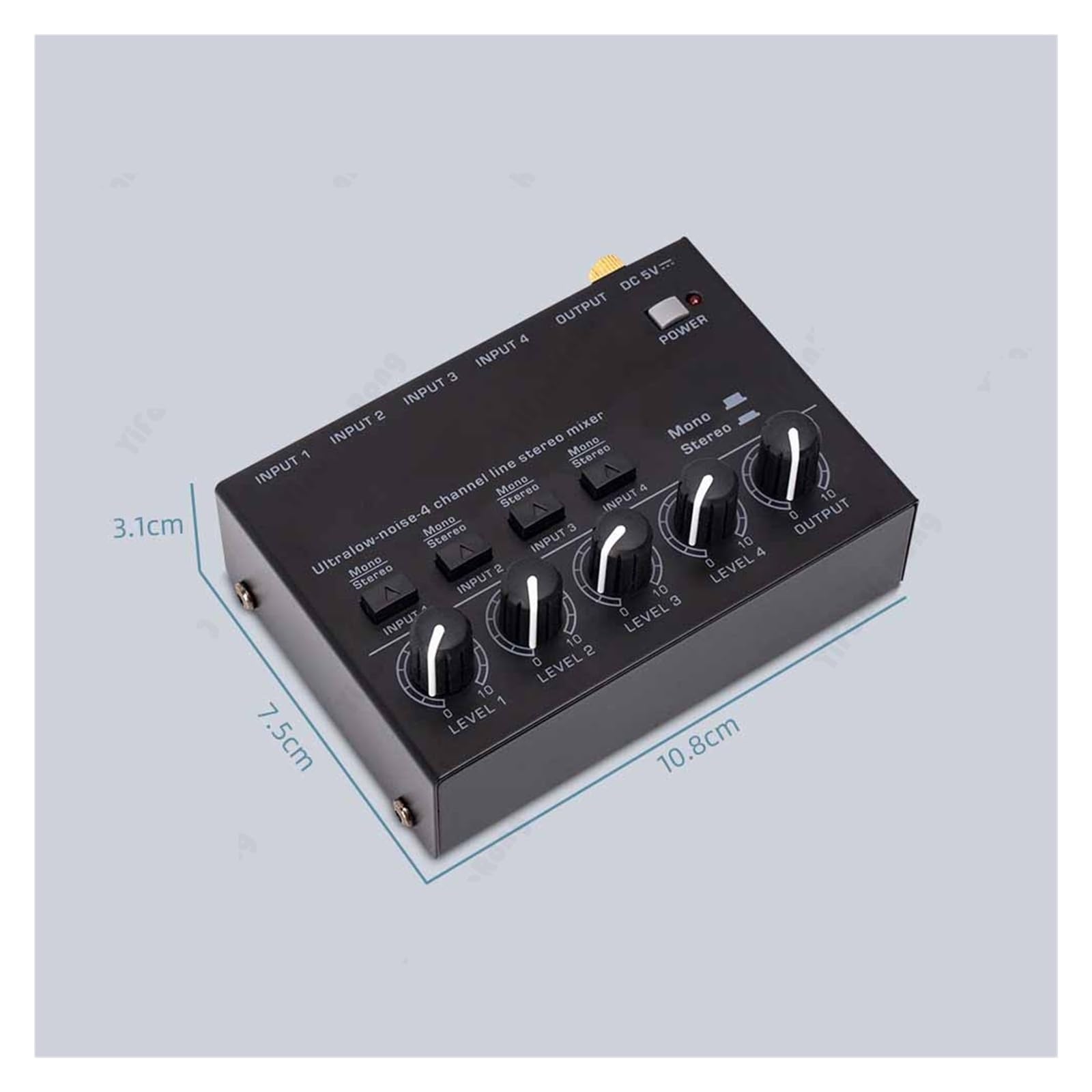 Mikser dźwięku MAX400 4-kanałowy mikser stereo z interfejsem RCA o niskim poziomie szumów profesjonalny mini mikser stereo do komputera Muzyka na żywo