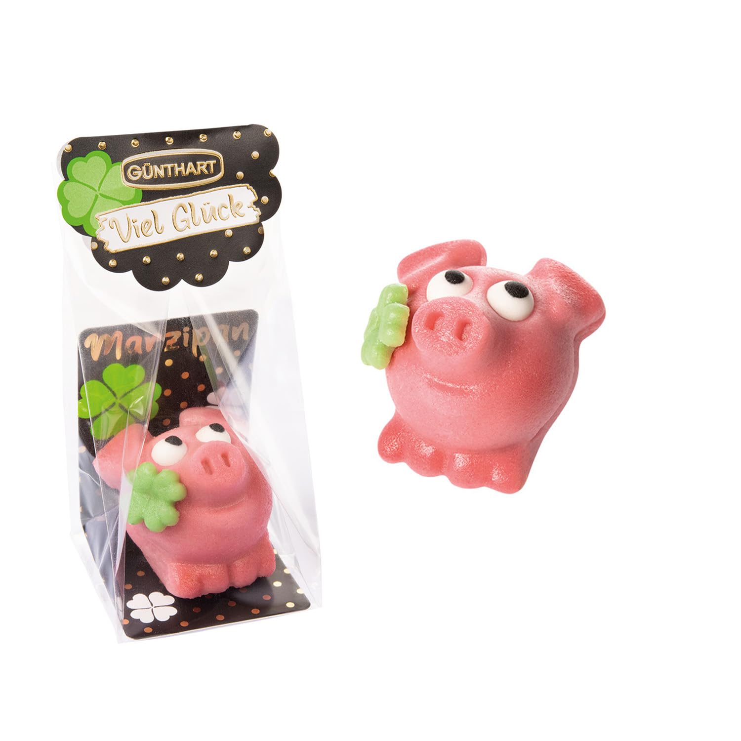Günthart 15 Stück Marzipan Schweinchen im Cellophanbeutel einzeln verpackt zum verschenken,1er Pack 450 gr