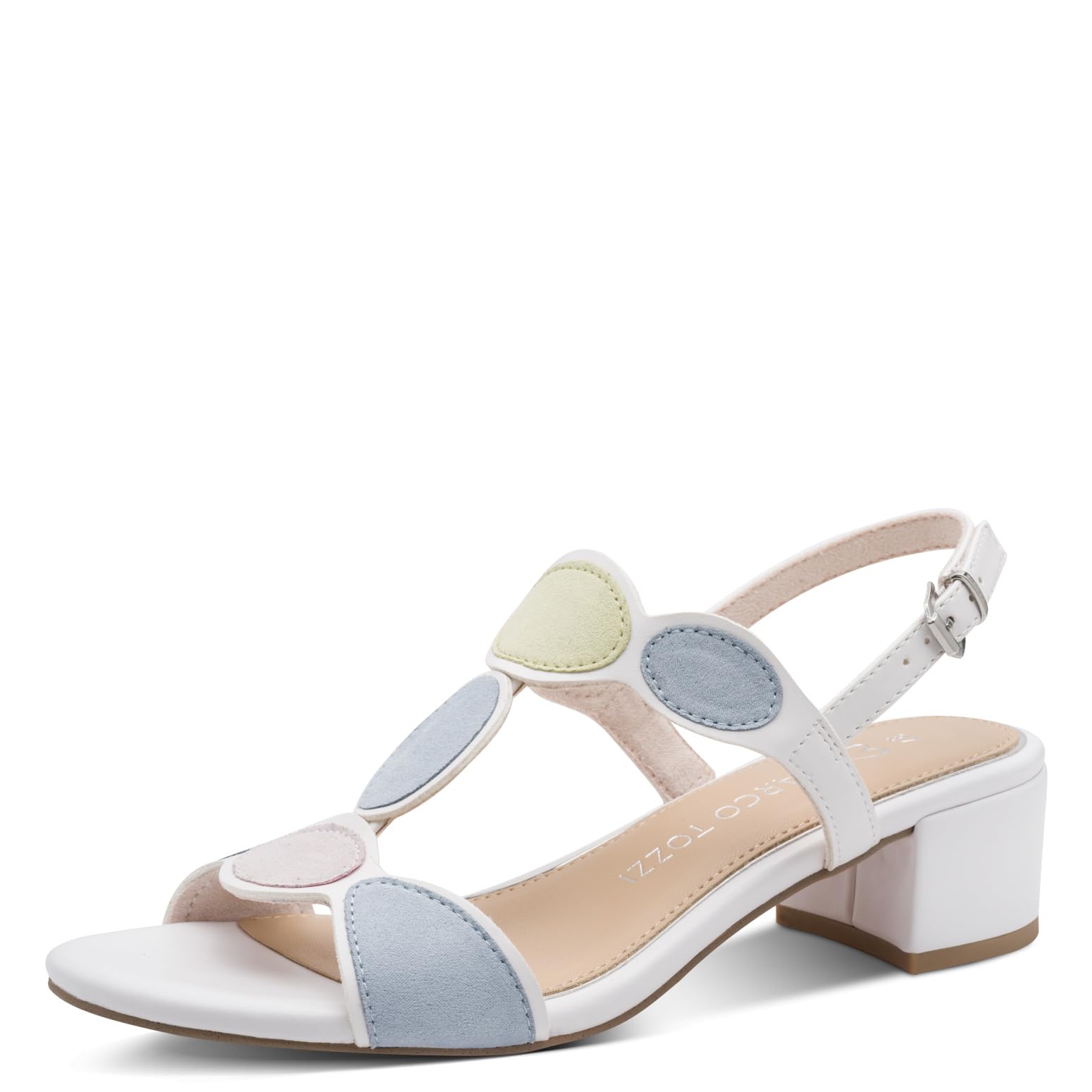 MARCO TOZZI women's sandal soft Feel Me footbed Vegan stylish, white (WHITE MULTI), 8.5 UK