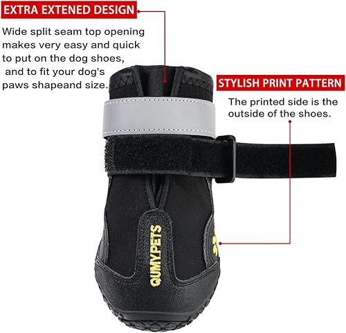 Miniatura 3 de QUMY - Botas para perros grandes y medianos, protectores de patas para nieve de invierno o pavimento caliente de verano, impermeables para clima