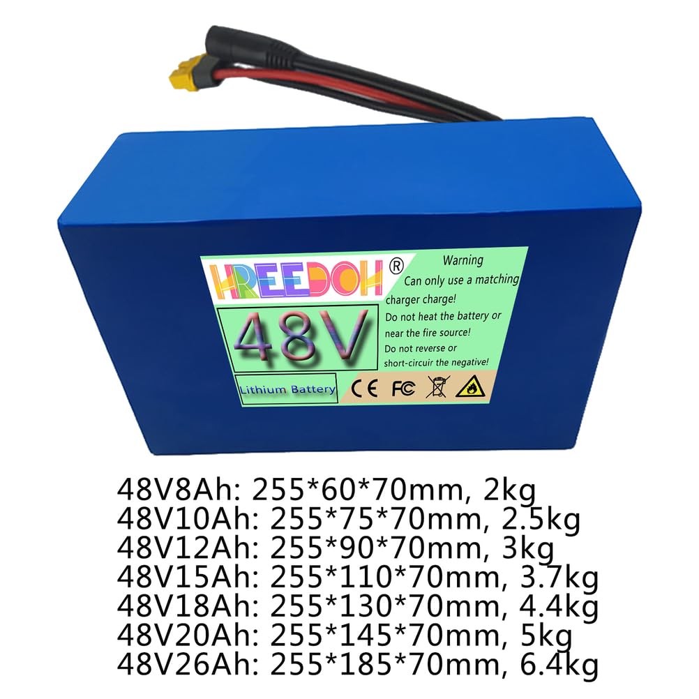 Akumulator litowo-jonowy 48 V Akumulator litowo-polimerowy PVC 48 V 8 Ah 10 Ah 12 Ah 15 Ah 18 Ah 20 Ah 26 Ah z ładowarką do silnika 0-1300 W
