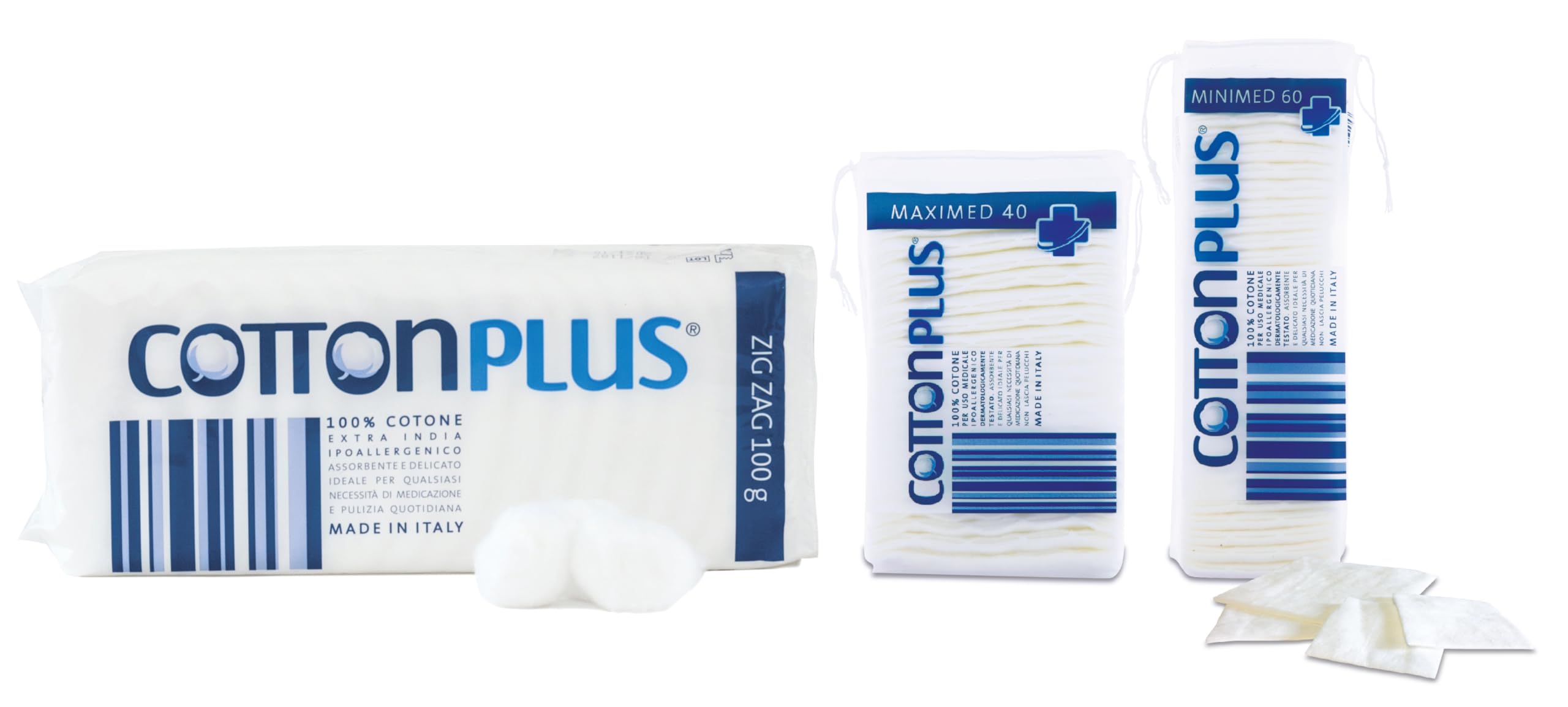 Cotton Plus BATUFFOLI 40 pz. - LINEA MEDICALE | 100% PURO COTONE IDROFILO CARDATO PER USO MEDICALE | Morbido e assorbente.
