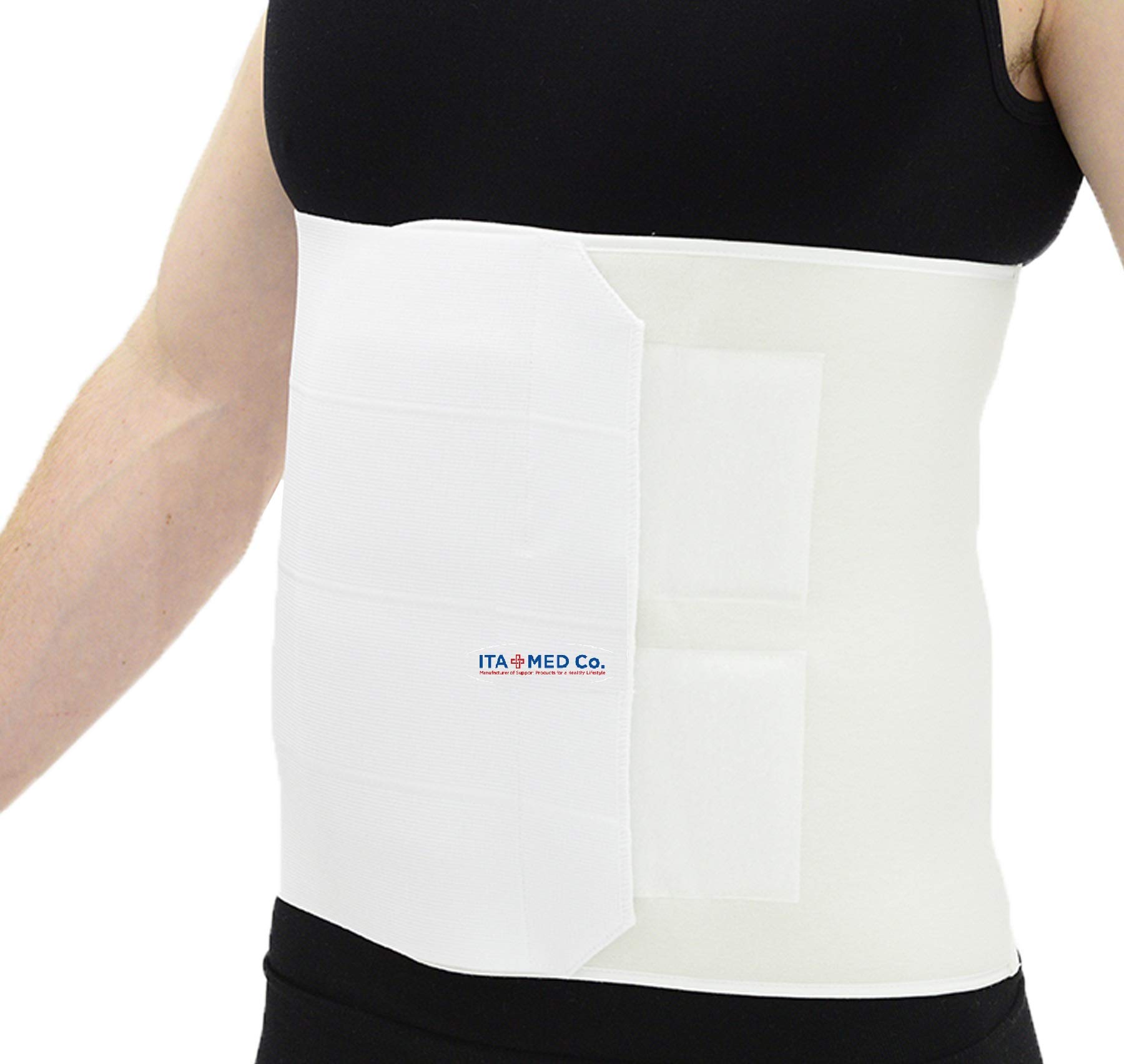 ITA-MED Unisex Breathable Elastic Postsurgical Recovery Abdominal and Back Support Wrap/Binder 12" wide AB-412(S): Large White