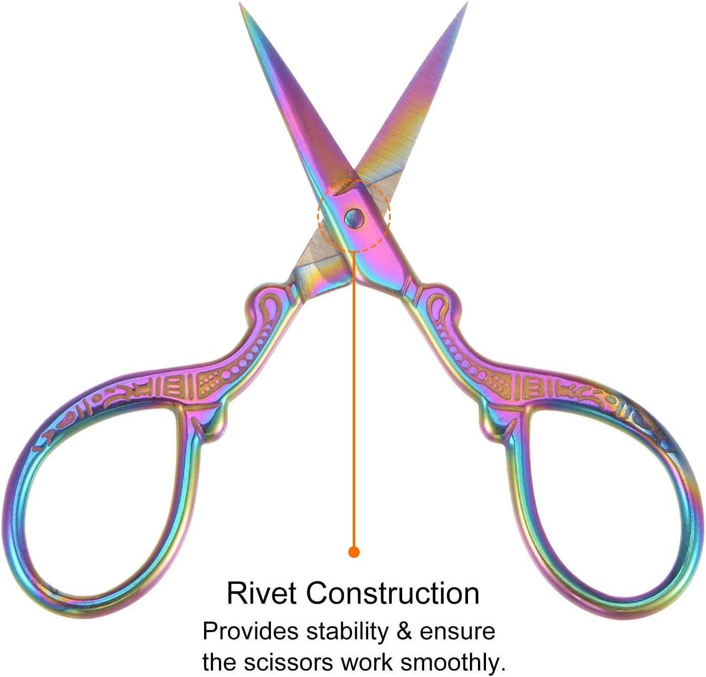 HARFINGTON 2pcs Vintage Embroidery Scissors 3.5" Stainless Steel Stork Style Mini Scissors for Sewing Crafting Cross Stitch Handcraft Craft Art Needle Work DIY, Rainbow