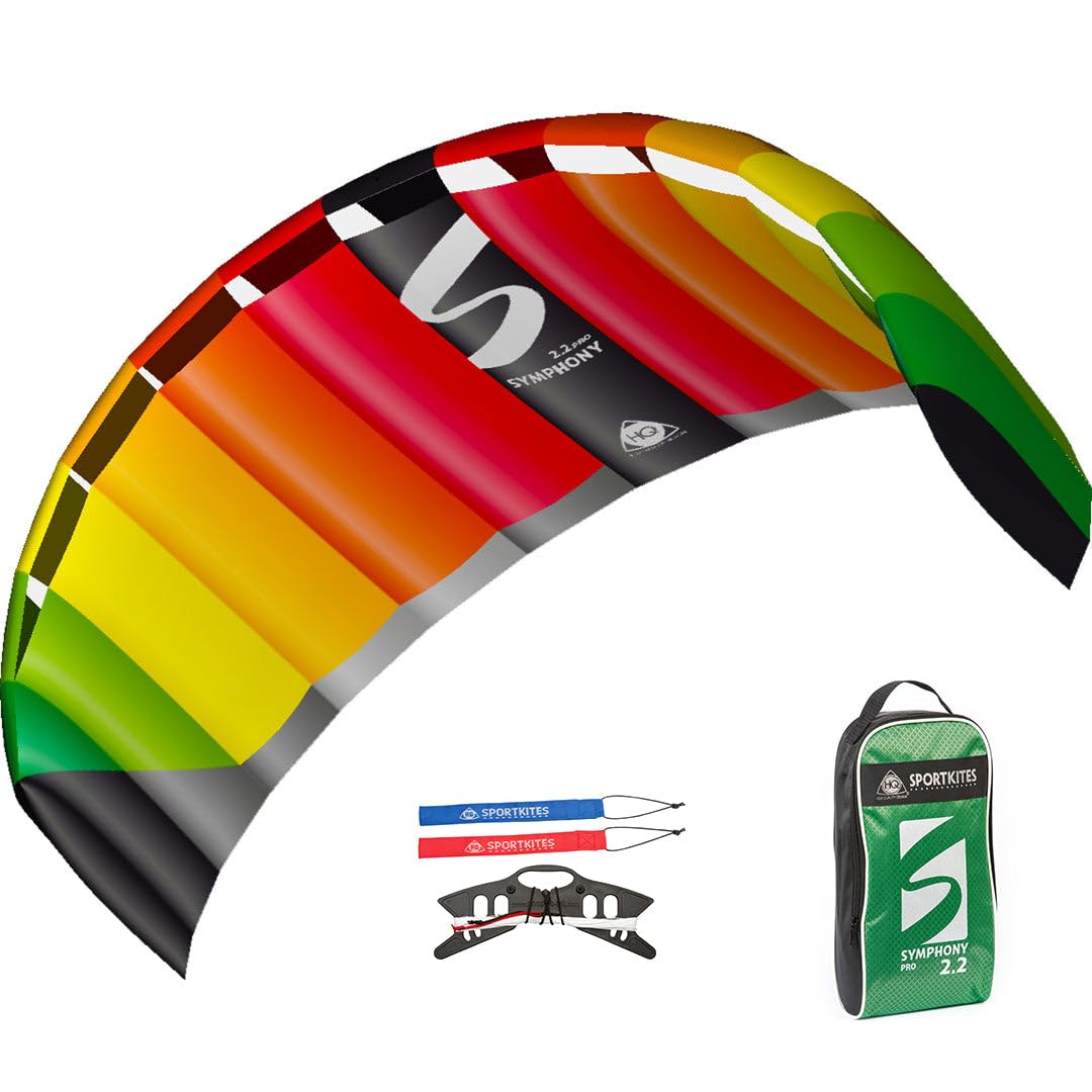 HQ Kites Symphony Pro 2.2 Stunt Kite 87 Inch Dual - Line Sport Kite, Color: Rainbow- Active Outdoor Fun for Ages 14 Years and Up